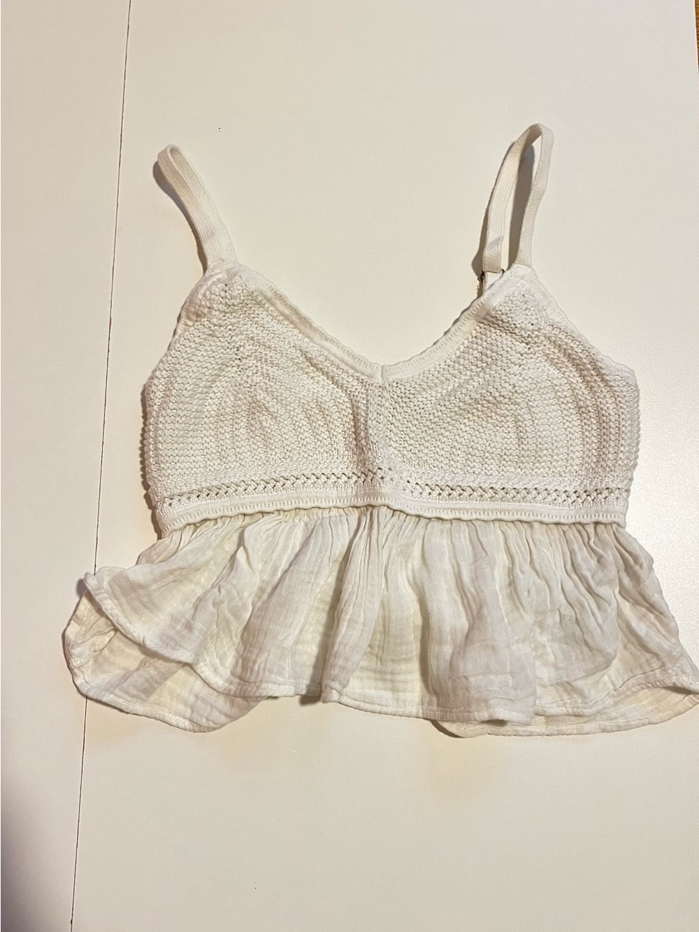 Hollister White Crochet Tank Top